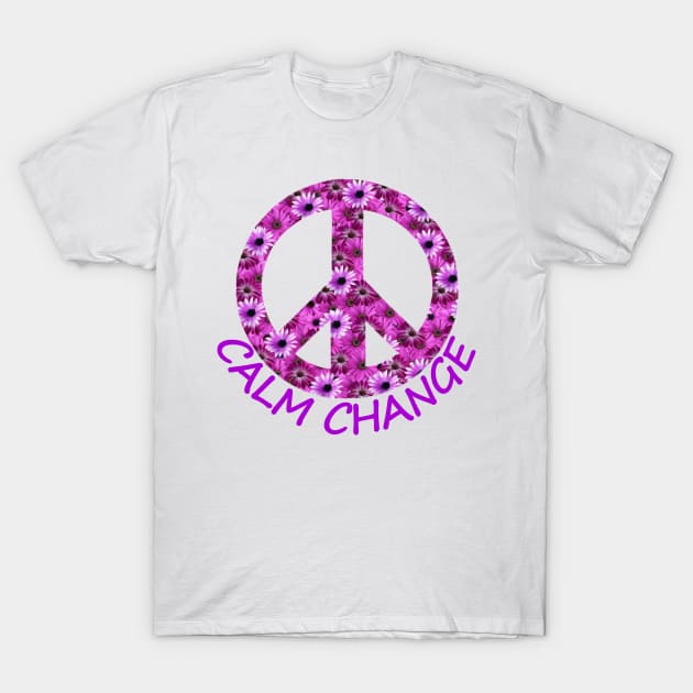 African Violet Peace Sign - Calm Change T-Shirt by Courage Today Designs